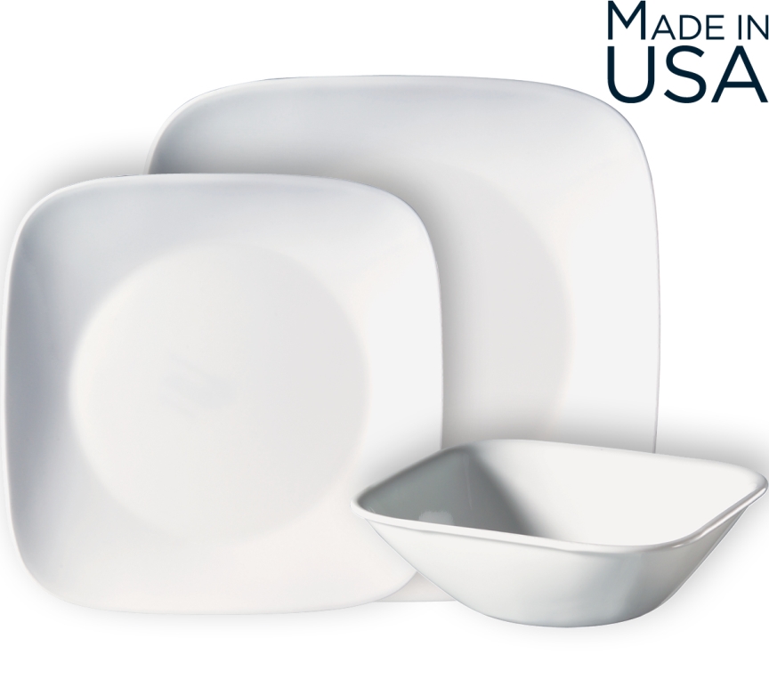 צלחות קורנינג קורל מרובעות דגם (400) Corning Corelle - Pure White