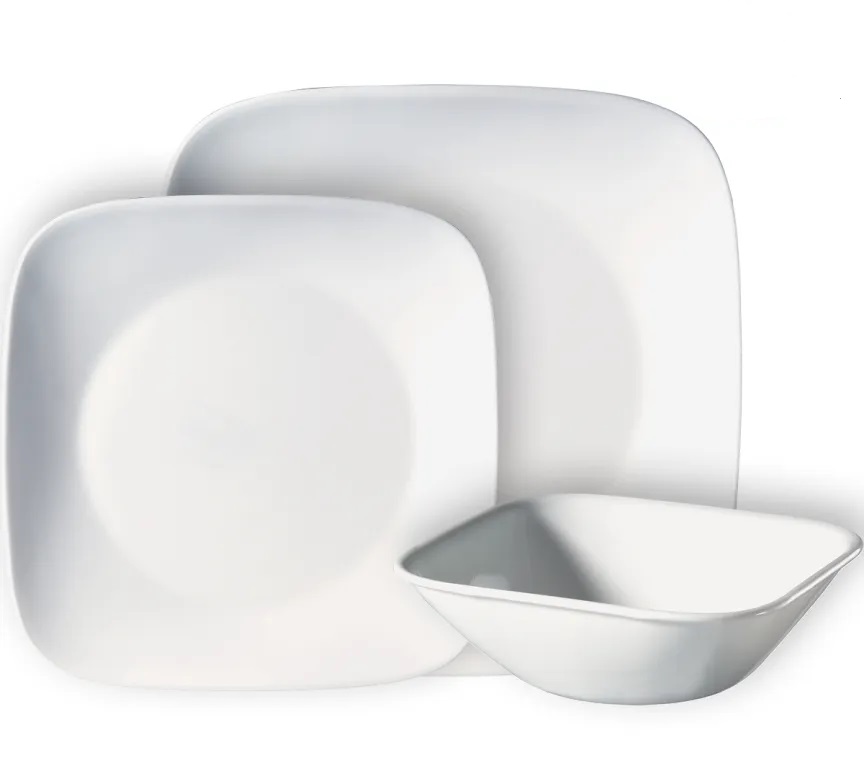 צלחות קורנינג קורל מרובעות דגם (400) Corning Corelle - Pure White