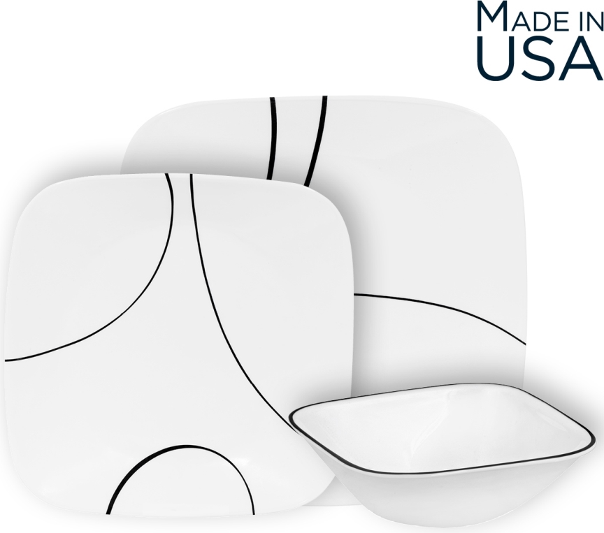 צלחות קורנינג קורל מרובעות דגם (401) Corning Corelle - Simple Lines