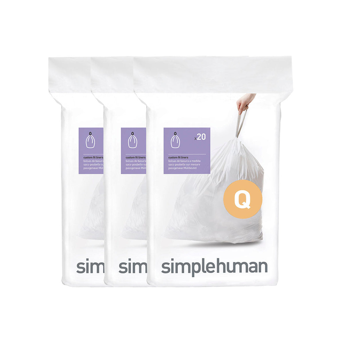שקיות אשפה לפח 50-60 ליטר (Q) דגם Simplehuman - CW0176-  סימפליומן