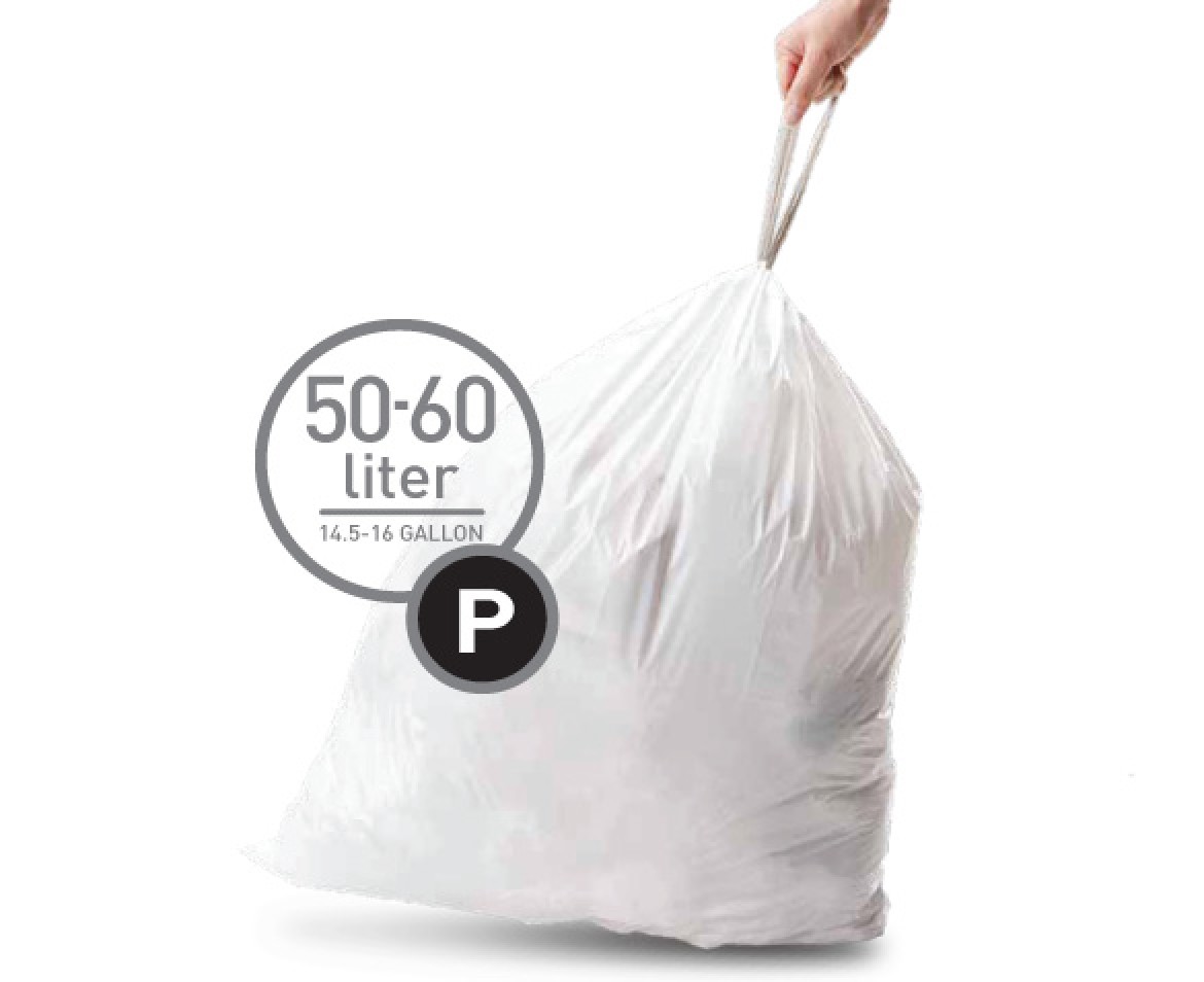מארז 100 שקיות אשפה לפח 50-60 ליטר (P) דגם Simplehuman - CW0175