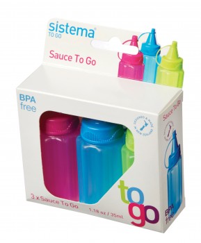 שלישיית בקבוקים לחיצים לרוטב סיסטמה Sistema - TO GO