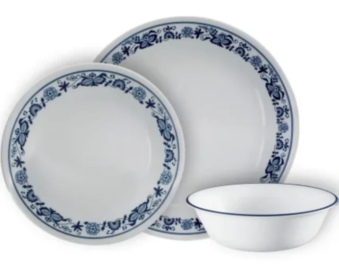 צלחות קורנינג (סט 18 חל') דגם אולדטאון בלו (005) Corelle - Old Town Blue