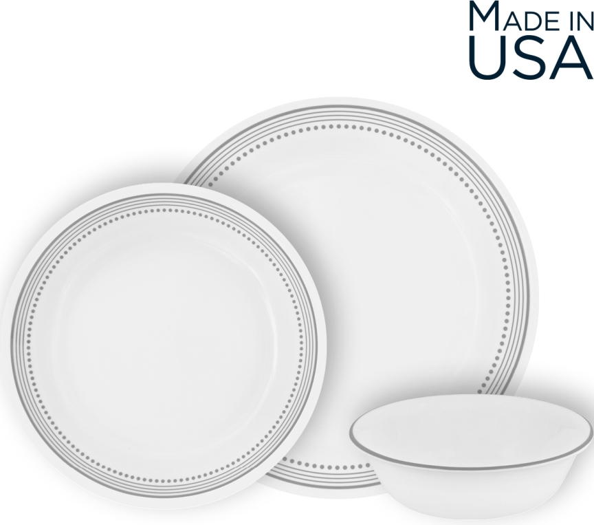 סט 18 צלחות קורנינג דגם (061) Corelle - Mystic Gray  