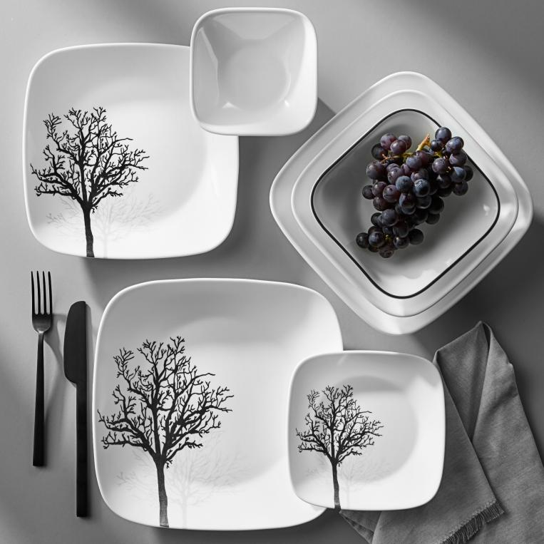 צלחות קורנינג קורל מרובעות דגם (430) Corning Corelle - Timber Shadows