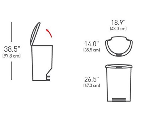 פח אשפה פלסטיק למטבח חצי עגול 50 ליטר -  Simplehuman