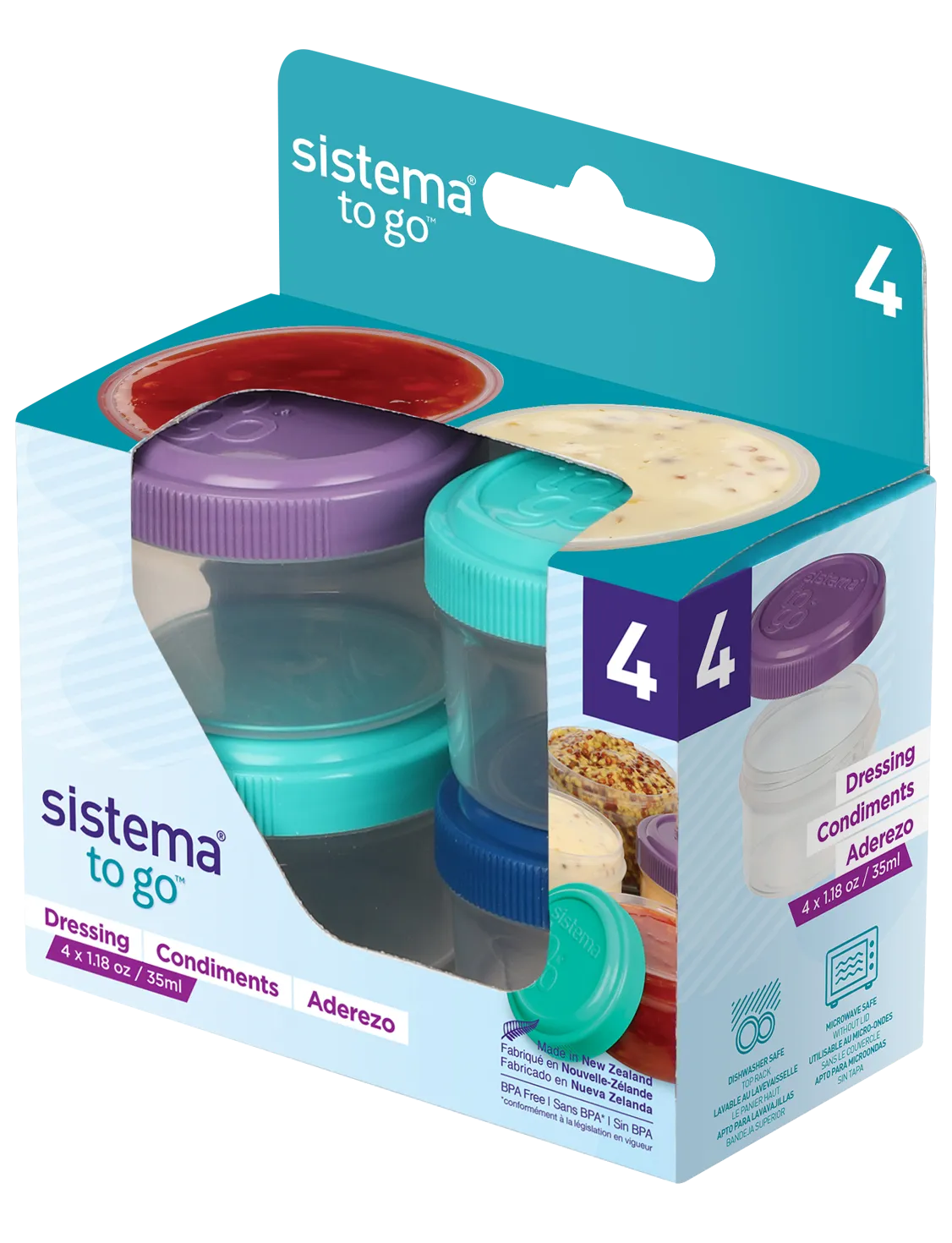 סט 4 מיכלים עגולים לרוטב סיסטמה Sistema - TO GO