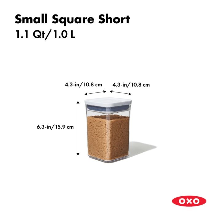 מיכל איחסון POP ריבוע קטן קצר 1 ליטר - OXO