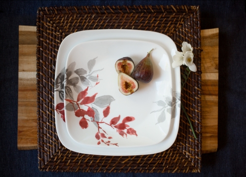 צלחות קורנינג קורל מרובעות (סט 16 חל') דגם (418) Corning Corelle - Kyoto Leaves