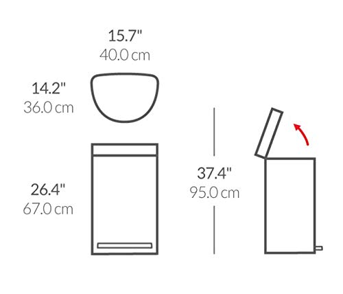פח אשפה למטבח חצי עגול למטבח  45 ליטר דגם  Simplehuman - CW2030  - סימפליומן