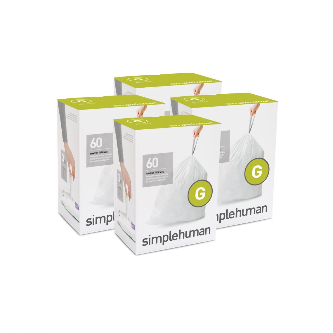 מארז 4 חבילות שקיות אשפה (G) דגם Simplehuman - CW0257 - סימפליומן