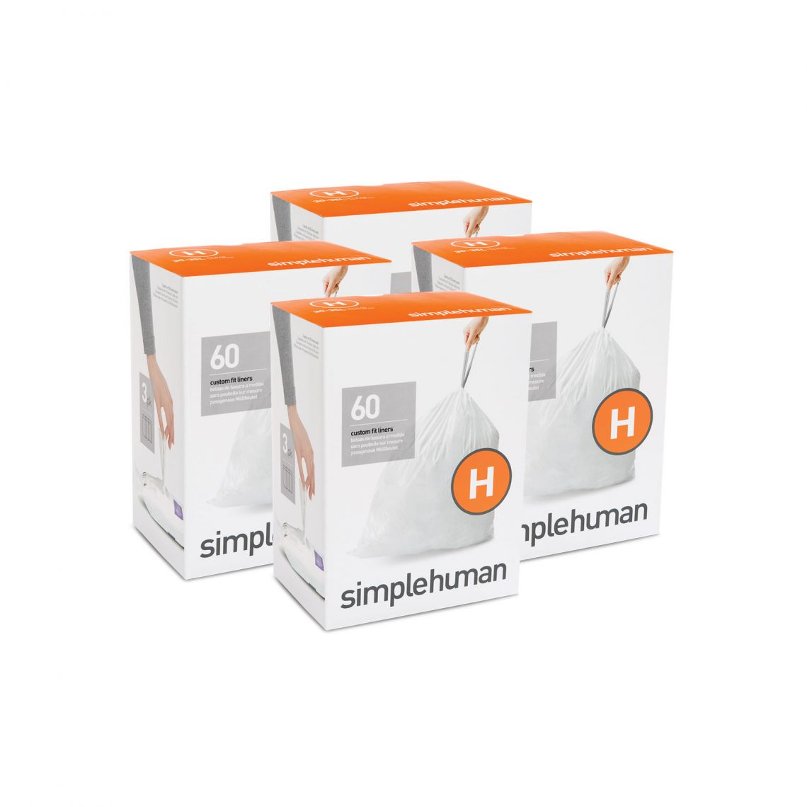 מארז 4 חבילות שקיות אשפה (H) דגם Simplehuman - CW0258 - סימפליומן