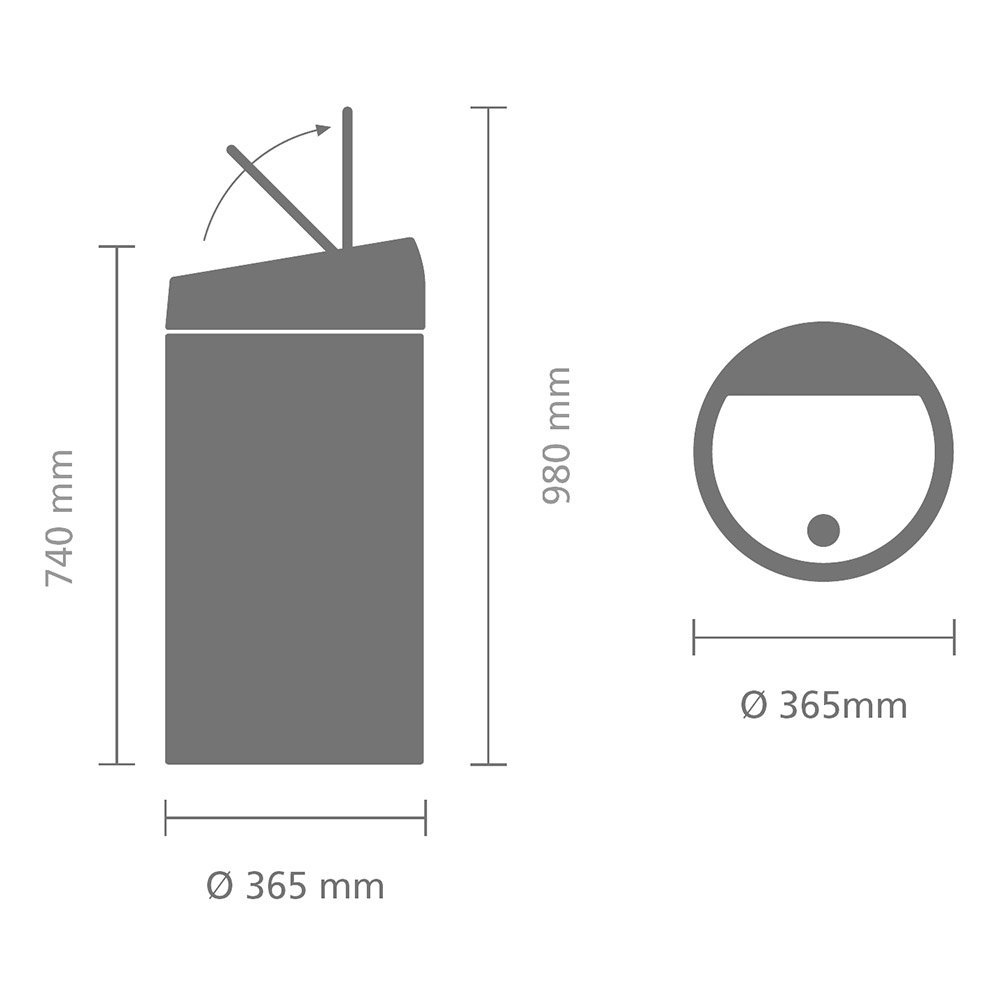 פח אשפה למטבח טאץ  נירוסטה מט 45 ליטר - Brabantia - ברבנטיה