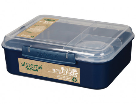 קופסת ארוחת צהריים מחולקת ממוחזרת בנטו בינוני 1.65 ליטר - סיסטמה Sistema