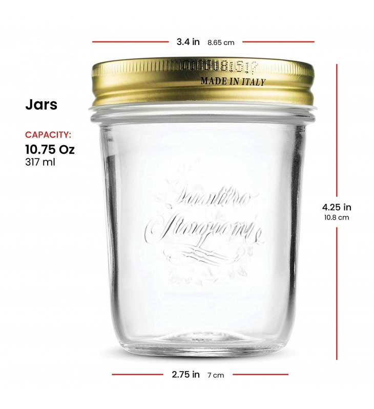 צנצנת זכוכית ישרה (6 יח') בנפח 320 מ"ל דגם סטגוני - Bormioli