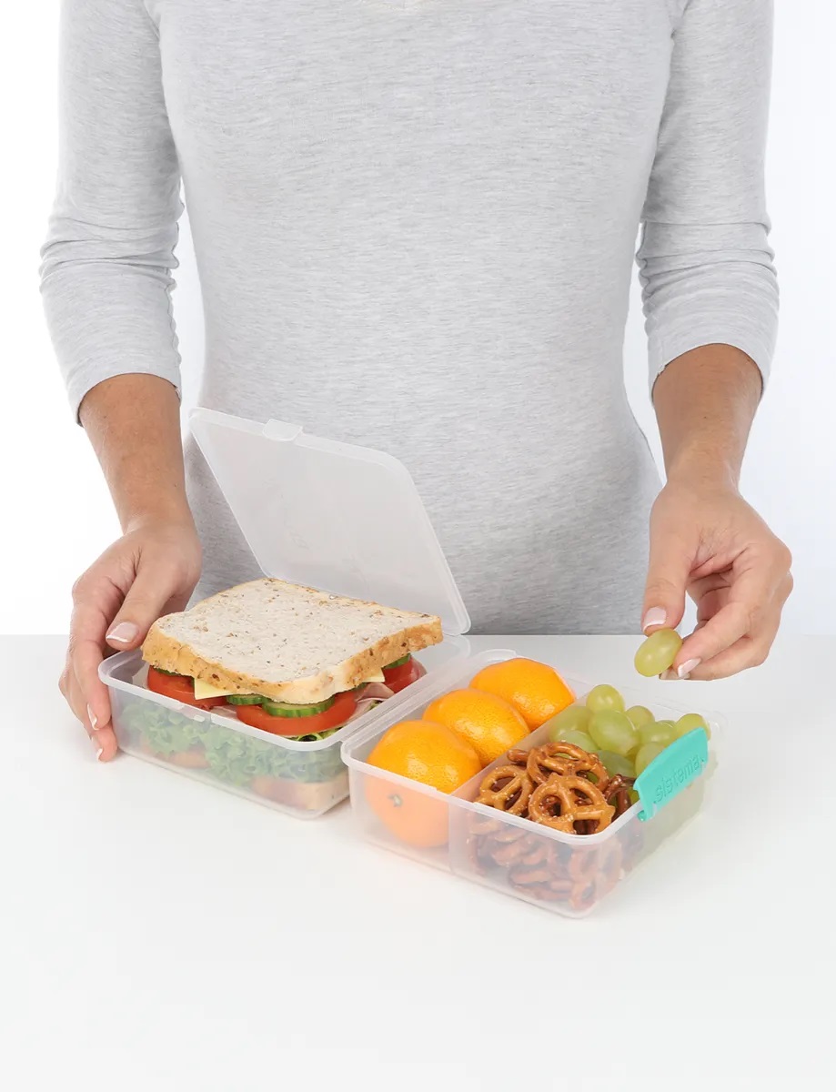 קופסת אוכל מרובעת חדשה מחולקת שקופה  - סיסטמה Sistema