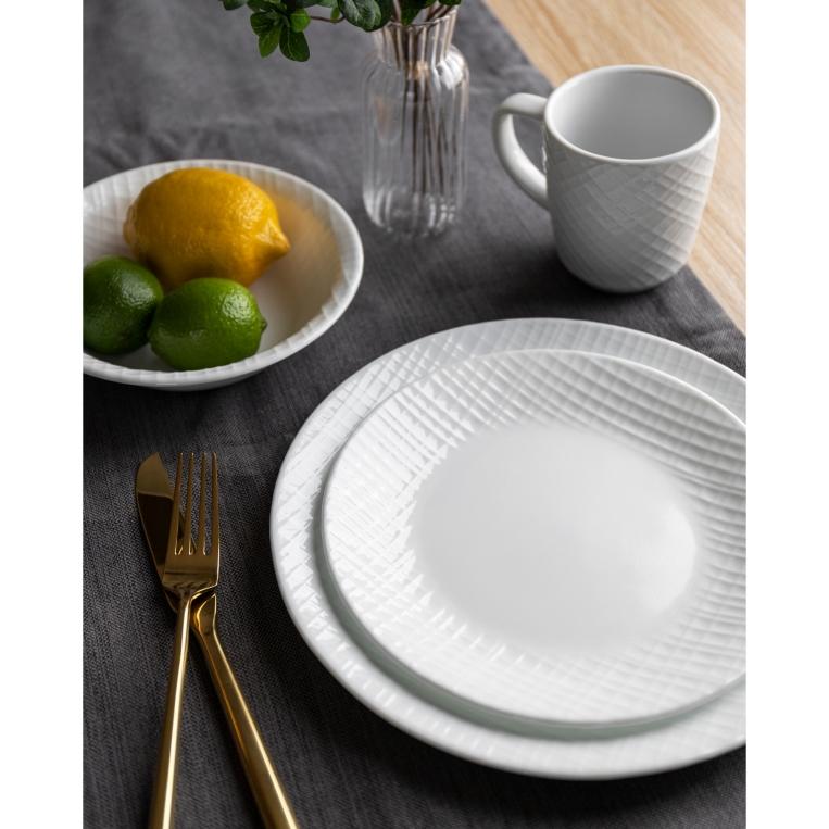 סט 12 צלחות קורנינג קורל דגם (313) Corning Corelle - Linen Weave