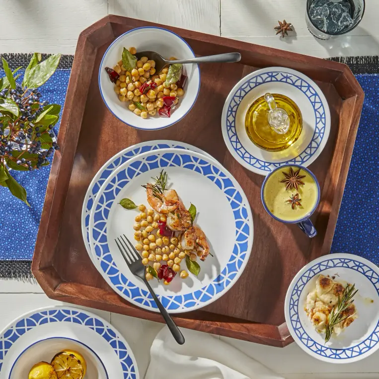 סט 18 צלחות קורנינג קורל דגם (066) Corning Corelle - Cobalt Circles