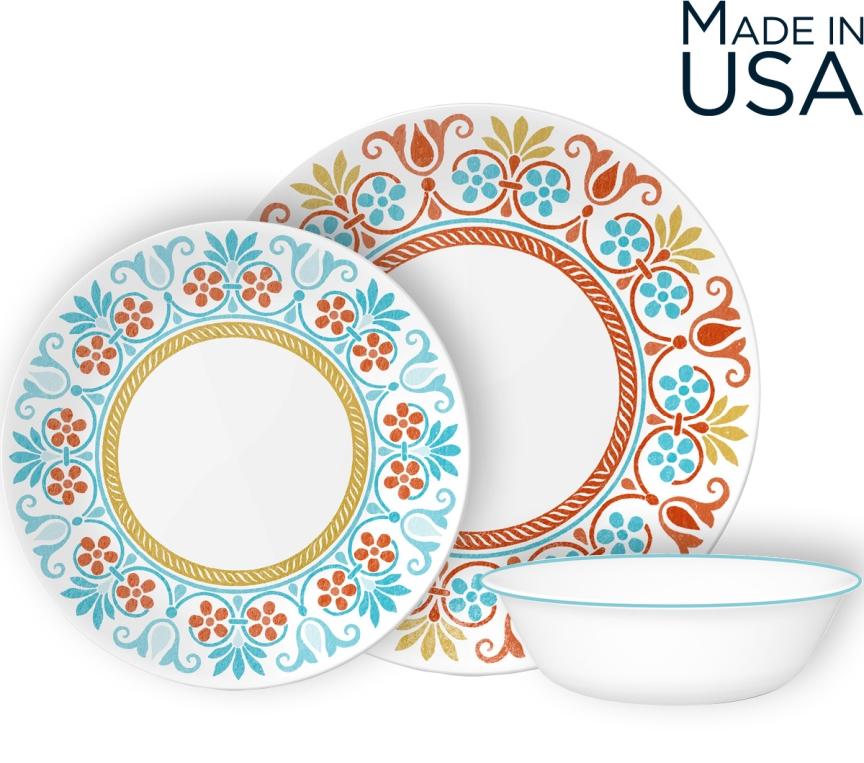 סט 12 צלחות קורנינג קורל דגם (...