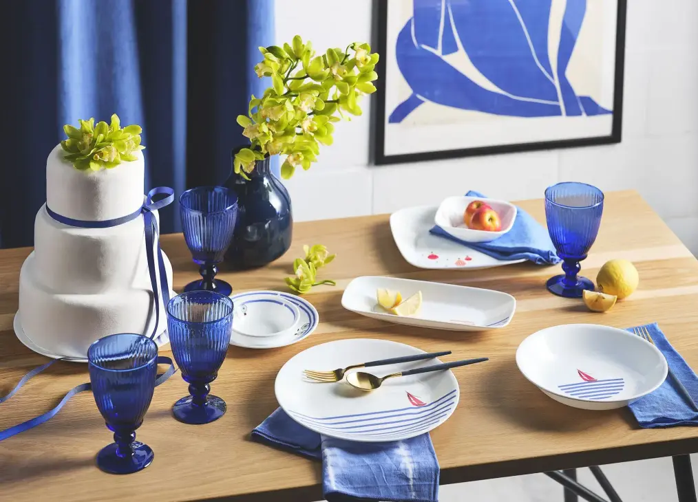 צלחות קורנינג קורל דגם 355 - Corning Corelle - The Blue