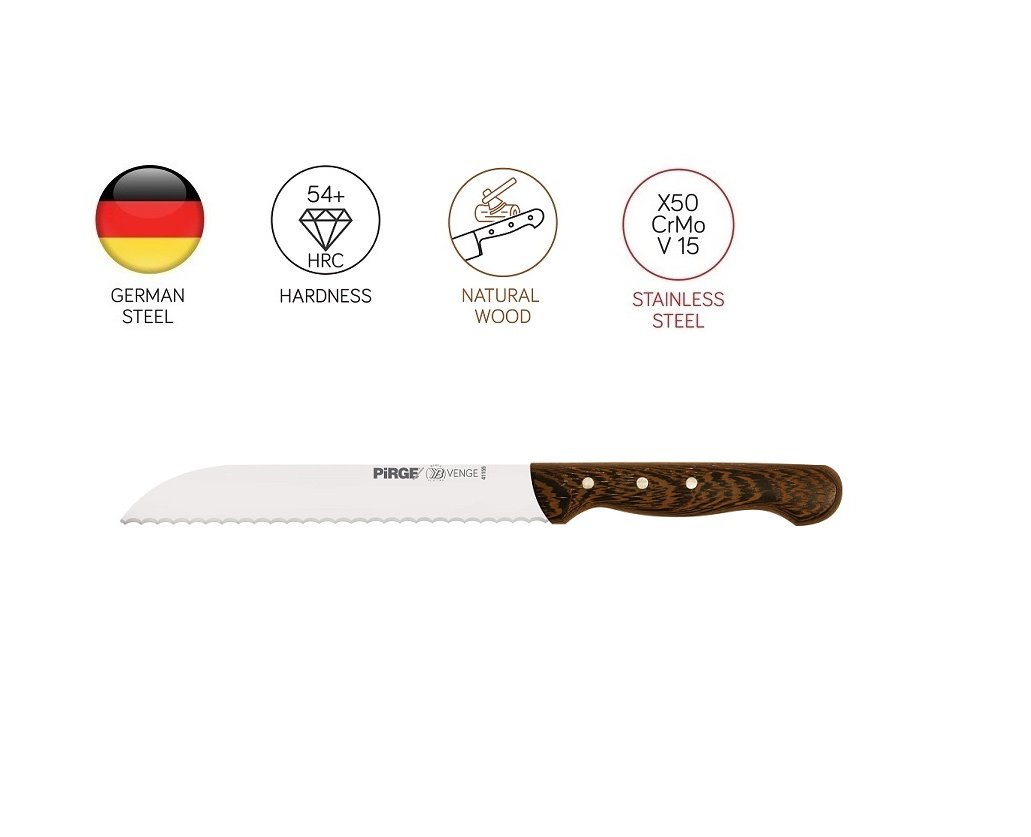 סכין לחם פרו 17.5 ס"מ ידית עץ ...