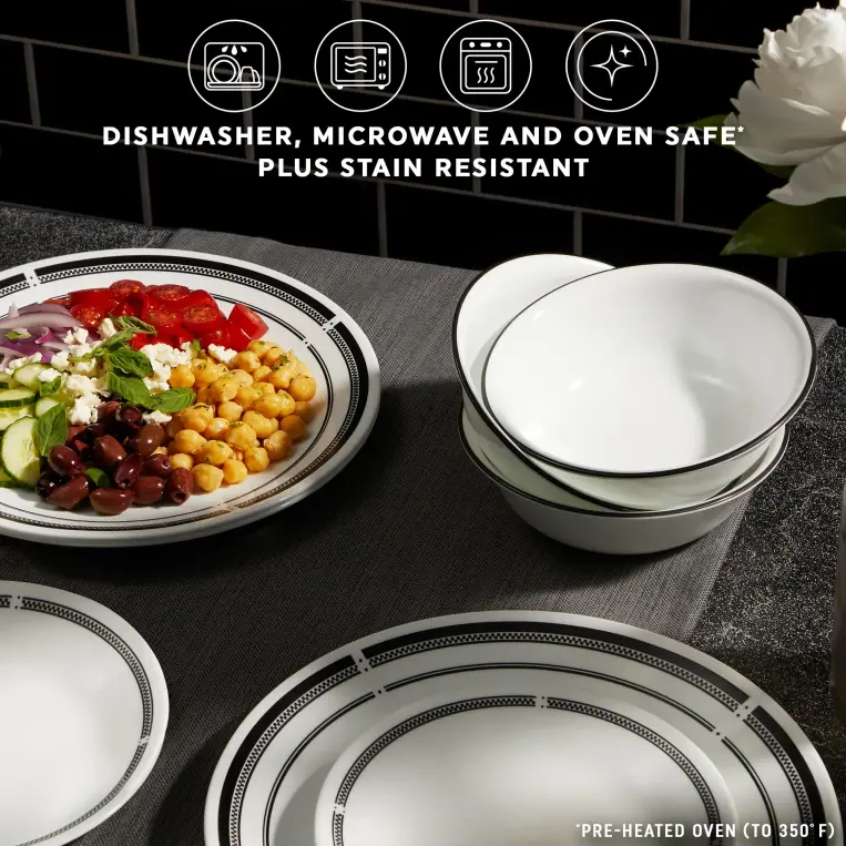 סט 18 צלחות קורנינג קורל דגם (147) Corning Corelle - Brasserie