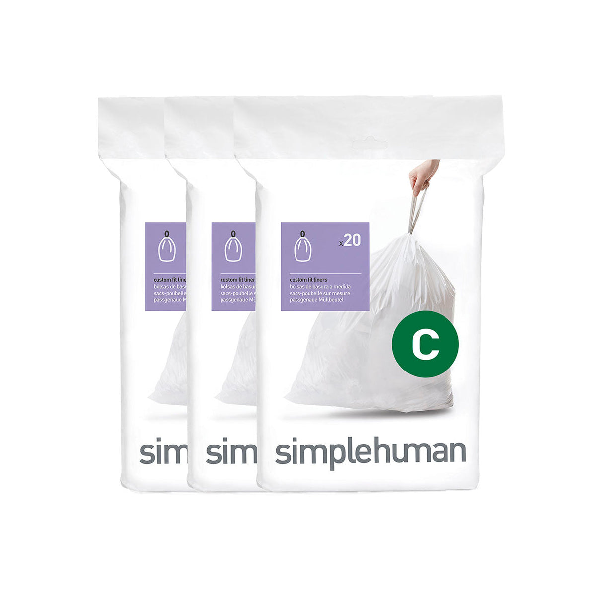 מארז 60 שקיות אשפה לפח 10 ליטר (C) דגם Simplehuman - CW0252 - סימפליומן