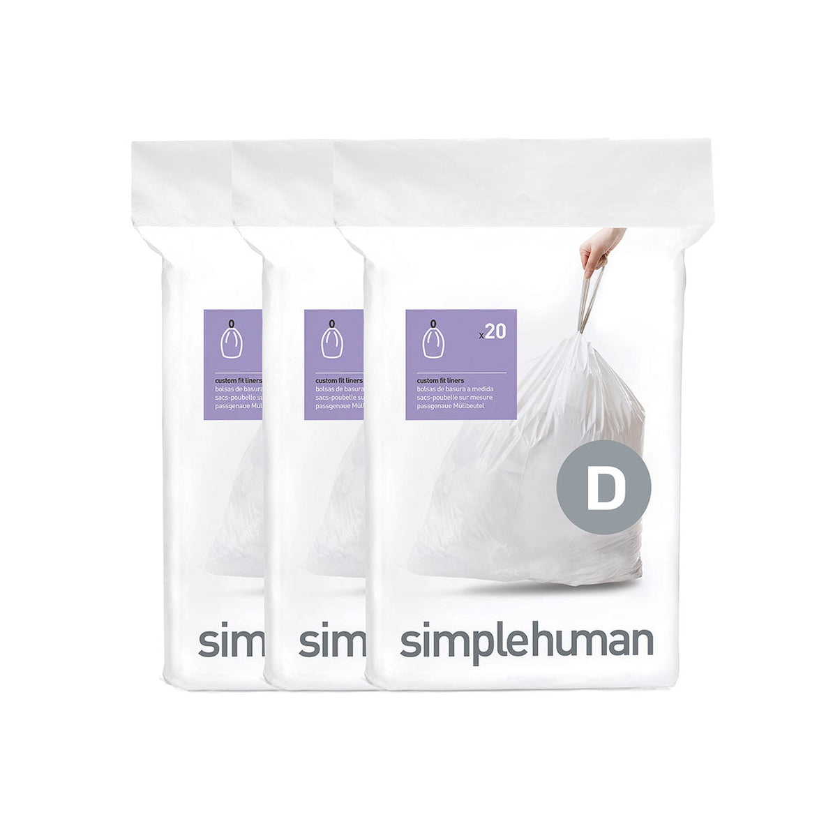 מארז 60 שקיות אשפה לפח 20 ליטר (D) דגם Simplehuman - CW0254 - סימפליומן