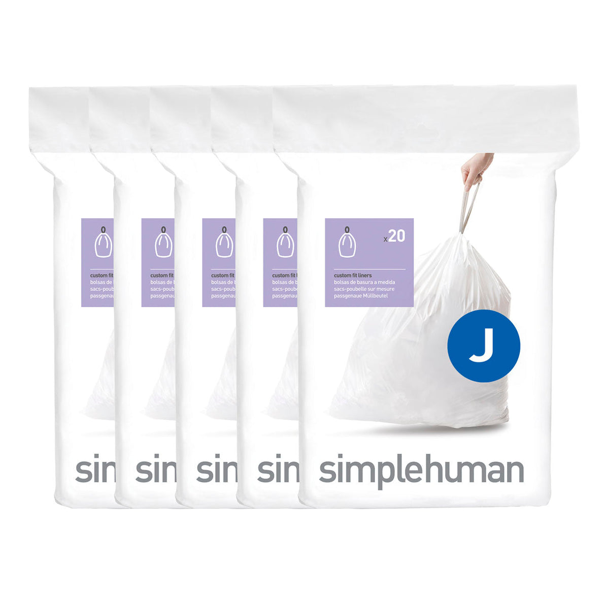 מארז 100 שקיות אשפה (J) דגם Simplehuman - CW0169 - סימפליומן