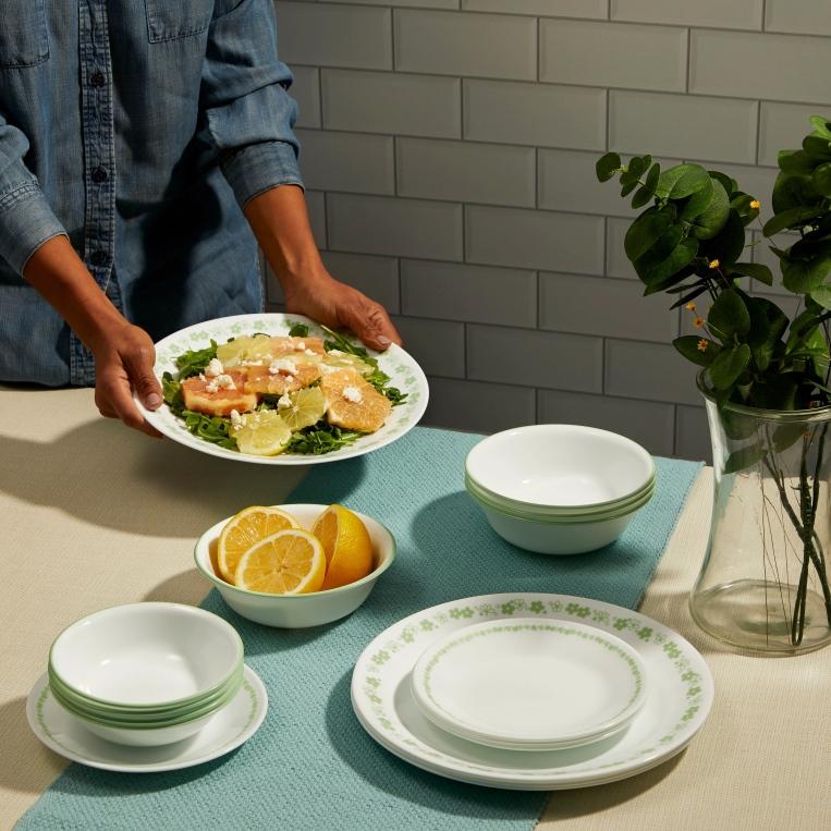  צלחות קורנינג קורל דגם (007) Corning Corelle - Spring Blossom Green 