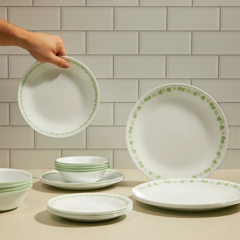  צלחות קורנינג קורל דגם (007) Corning Corelle - Spring Blossom Green 