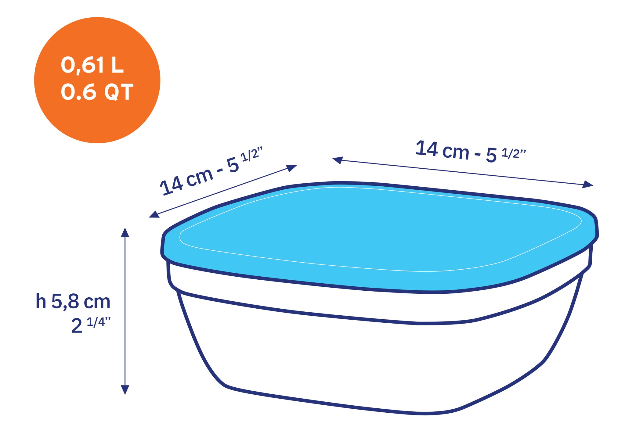 קופסא מרובעת 0.61 ליטר דגם Duralex - Freshbox