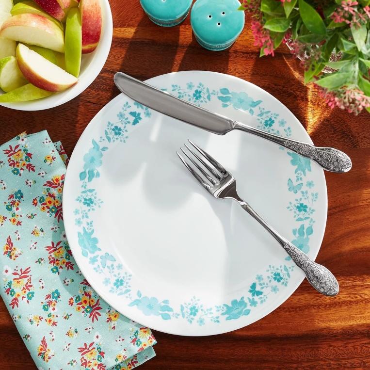 סט 18 צלחות קורנינג קורל דגם (140) Corning Corelle - Teal