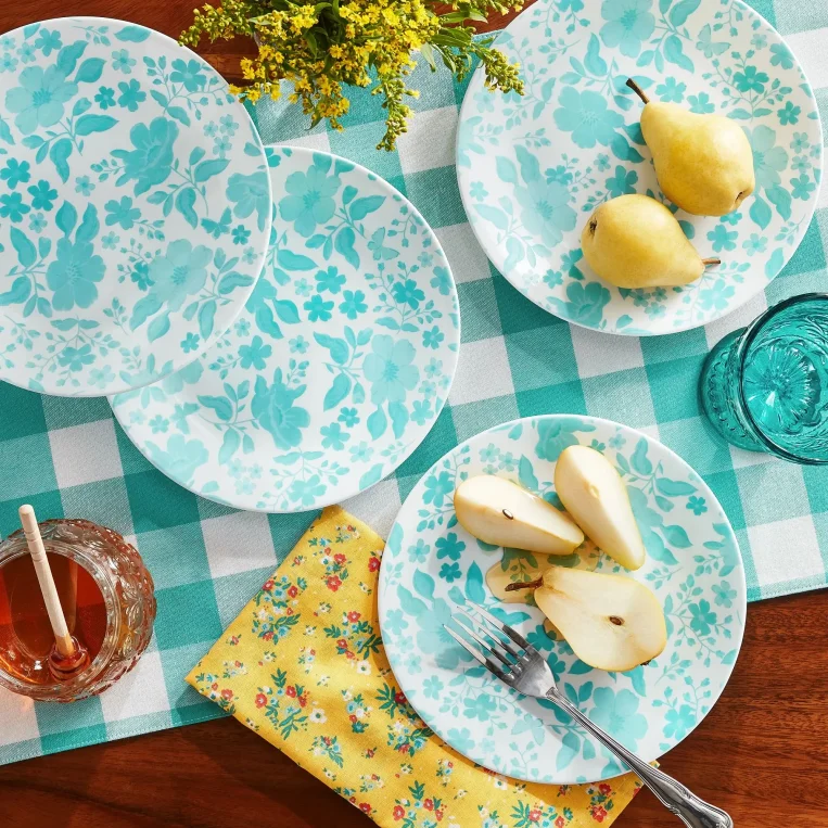 סט 18 צלחות קורנינג קורל דגם (140) Corning Corelle - Teal