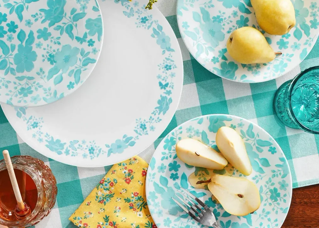 סט 18 צלחות קורנינג קורל דגם (140) Corning Corelle - Teal