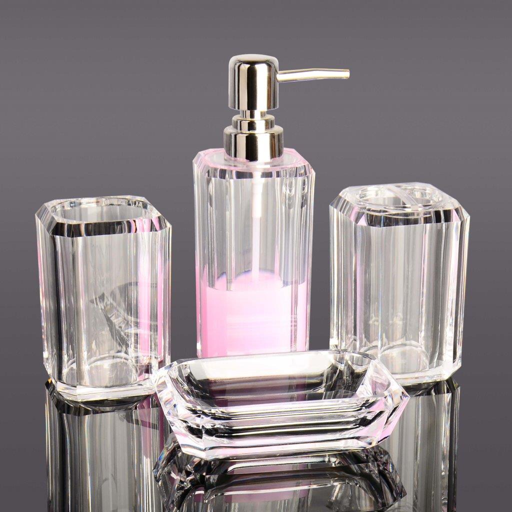 סט אמבטיה 4 חל אקרילי שקוף