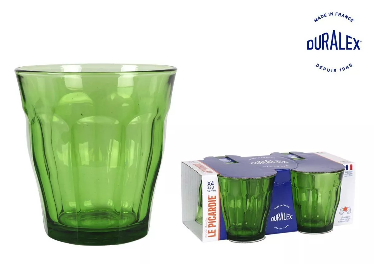 כוס זכוכית-צבעוני (4 יח') דורלקס דגם פיקרדי 250 מ"ל - DURALEX