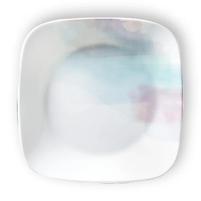 צלחות קורנינג מרובעות (16 חל') דגם 437  Corning Corelle -  Aquarello