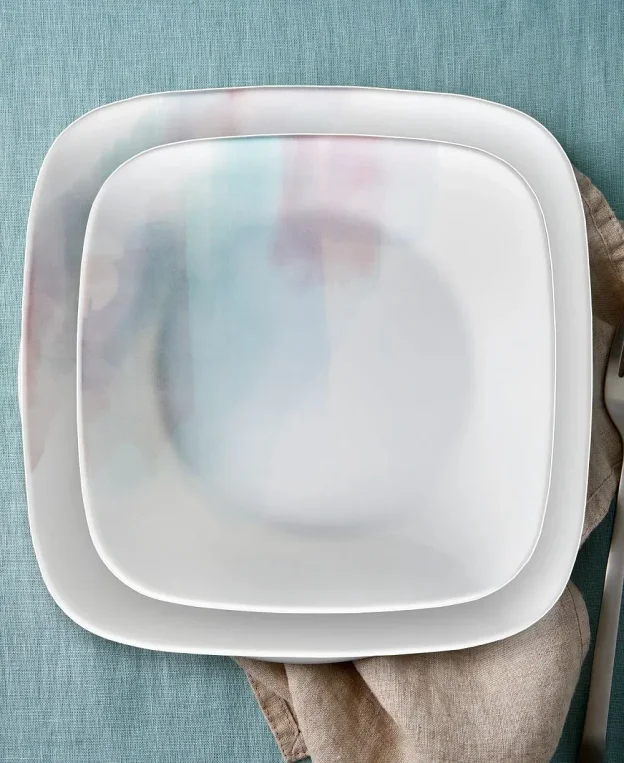 צלחות קורנינג מרובעות (16 חל') דגם 437  Corning Corelle -  Aquarello