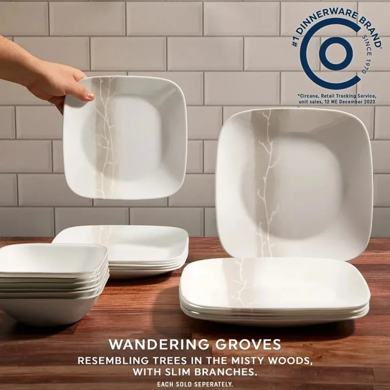 צלחות קורנינג מרובעות (12 חל') דגם 438  Corning Corelle -  Wandering Grove