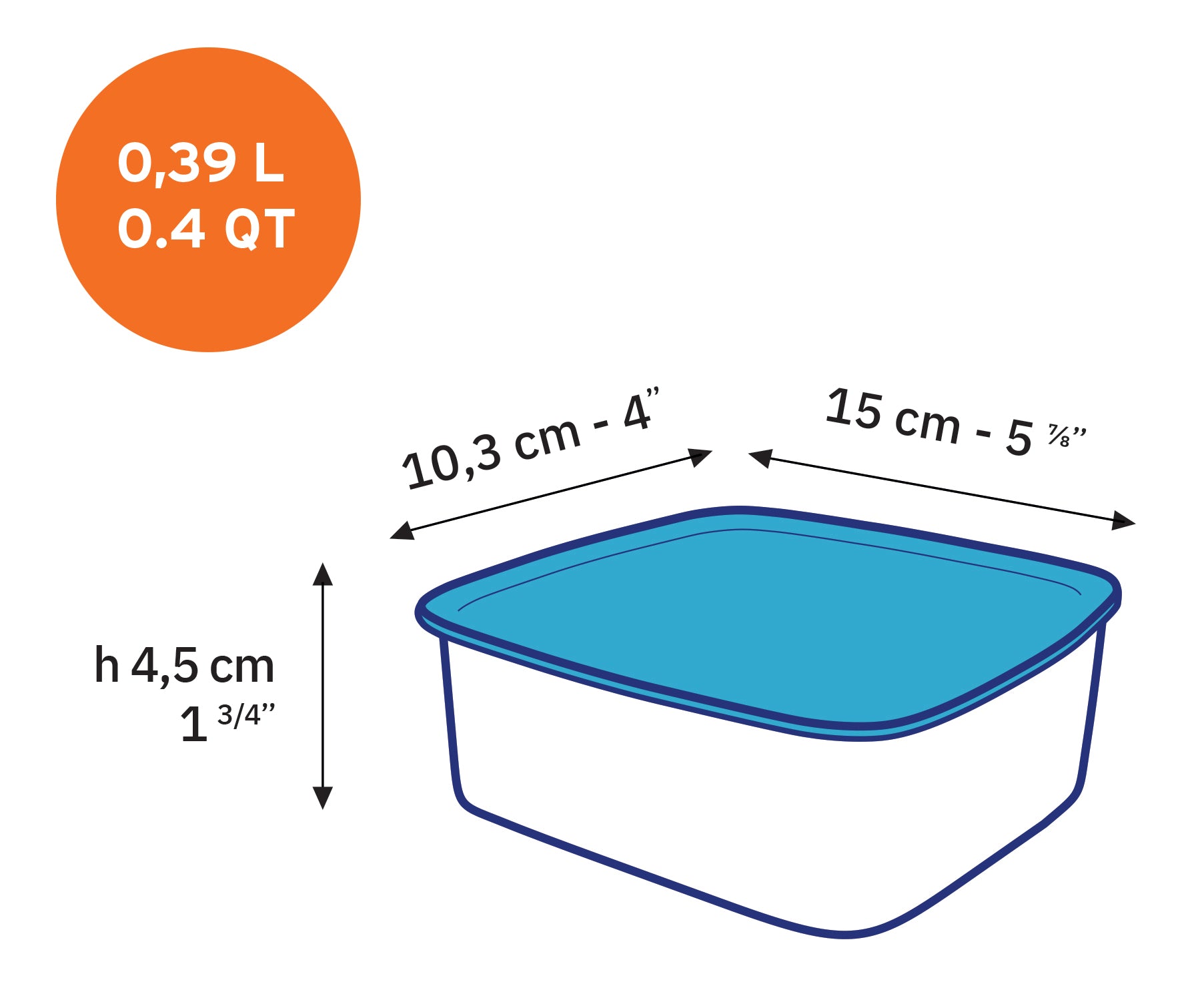 קופסא מלבנית 0.39 ליטר דגם Duralex - Freshbox