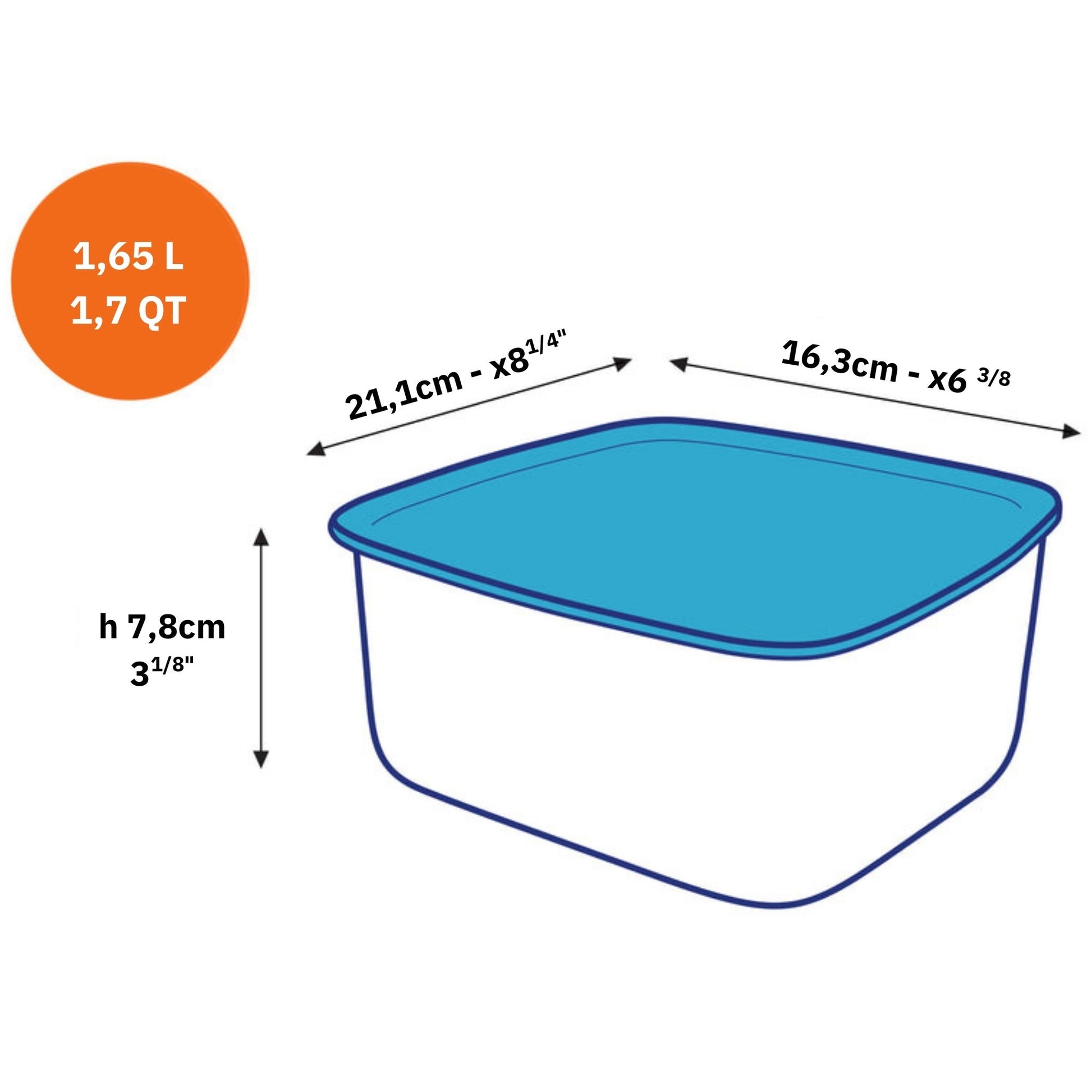 קופסא מלבנית 1.65 ליטר דגם Duralex - Freshbox