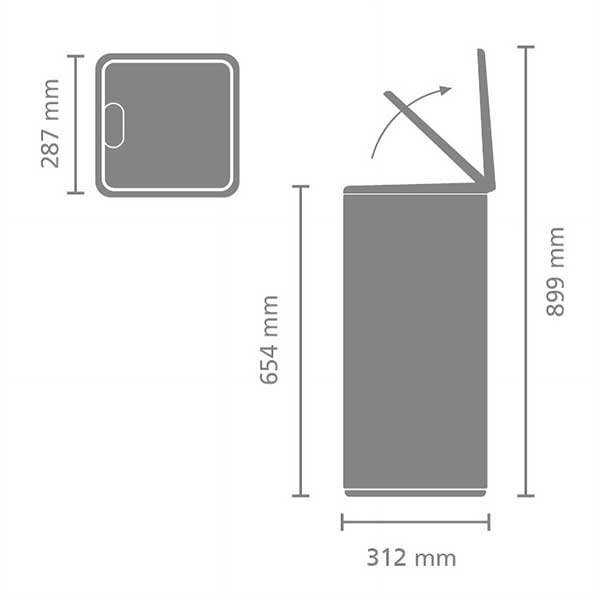 פח אשפה למטבח טאץ מרובע 30 ליטר - Brabantia