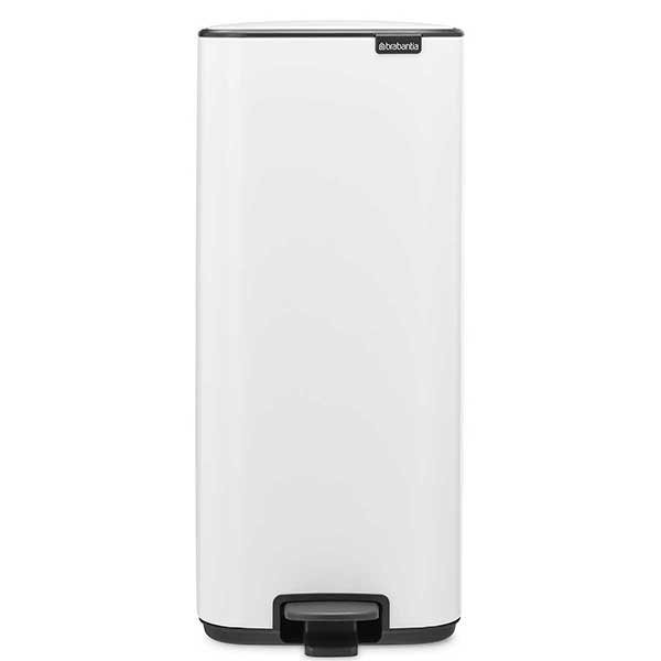 פח אשפה למטבח פדל מרובע 30 ליטר לבן - Brabantia
