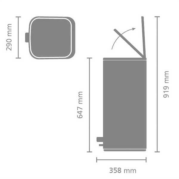 פח אשפה למטבח פדל מרובע 30 ליטר  - Brabantia