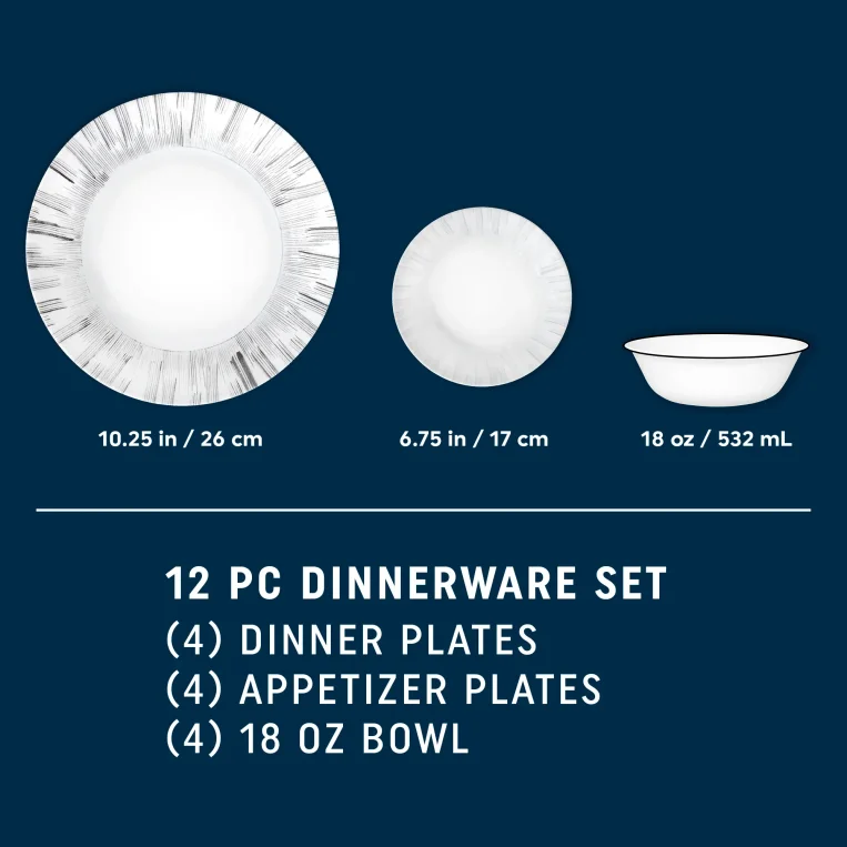 סט 18 צלחות קורנינג קורל דגם (216) Corning Corelle - Arica